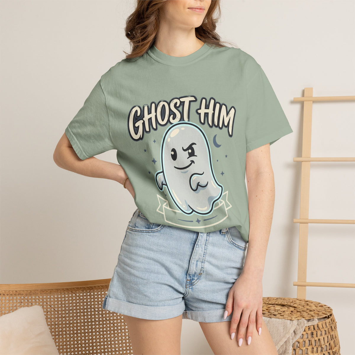 Ghost Him Graphic T-Shirt — Cute Ghost Illustration "Ghost Him" Tee