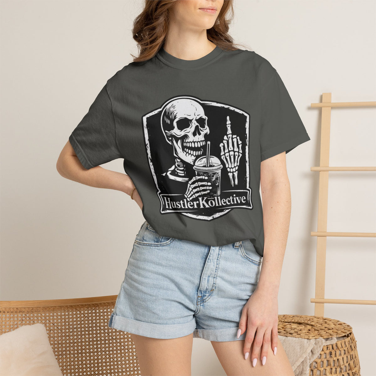 Skull & Iced Coffee T‑Shirt — 'Hustler Kollective Graphic Tee