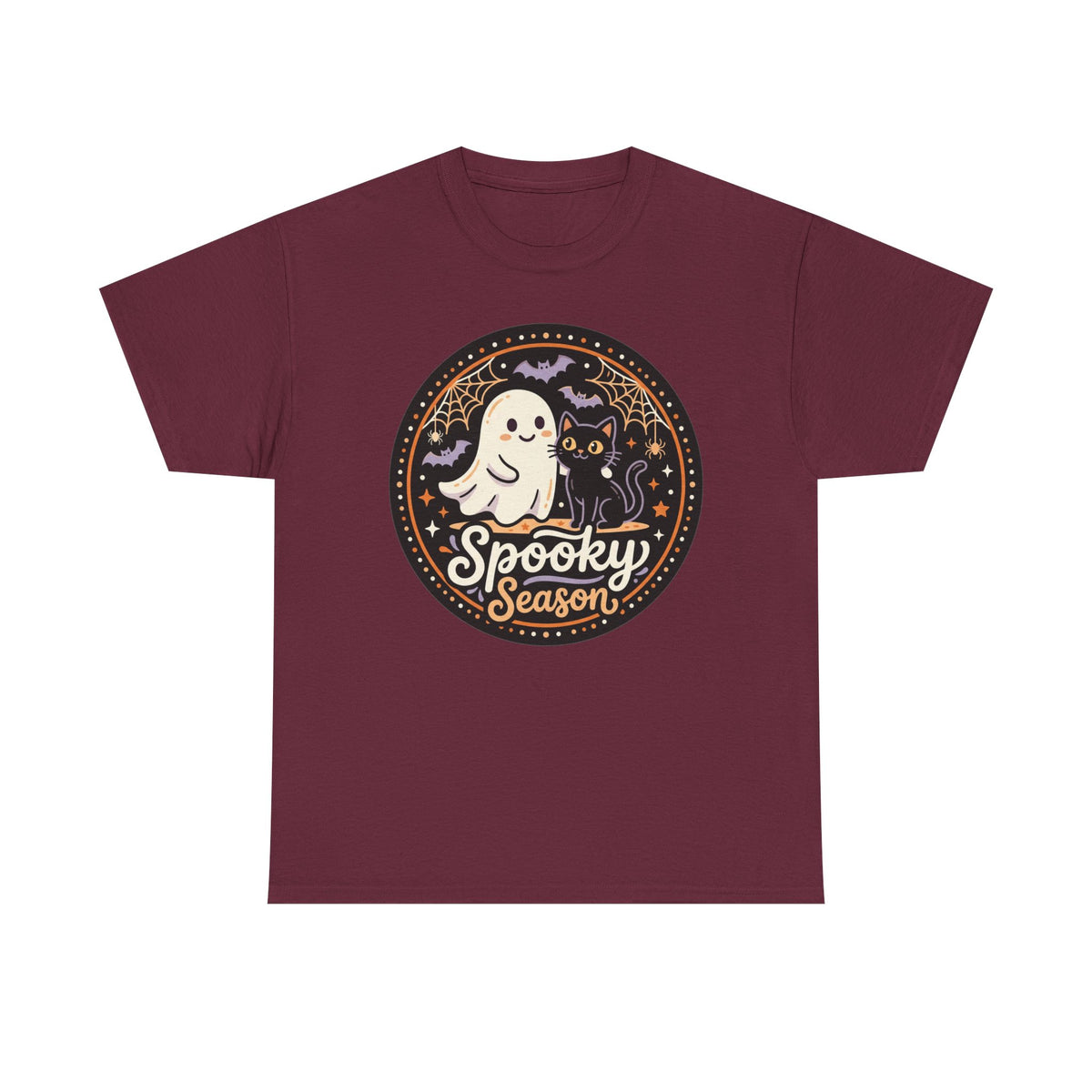 Halloween Ghost Tee — “Spooky Season” Cute Ghost & Cat Graphic T-Shirt