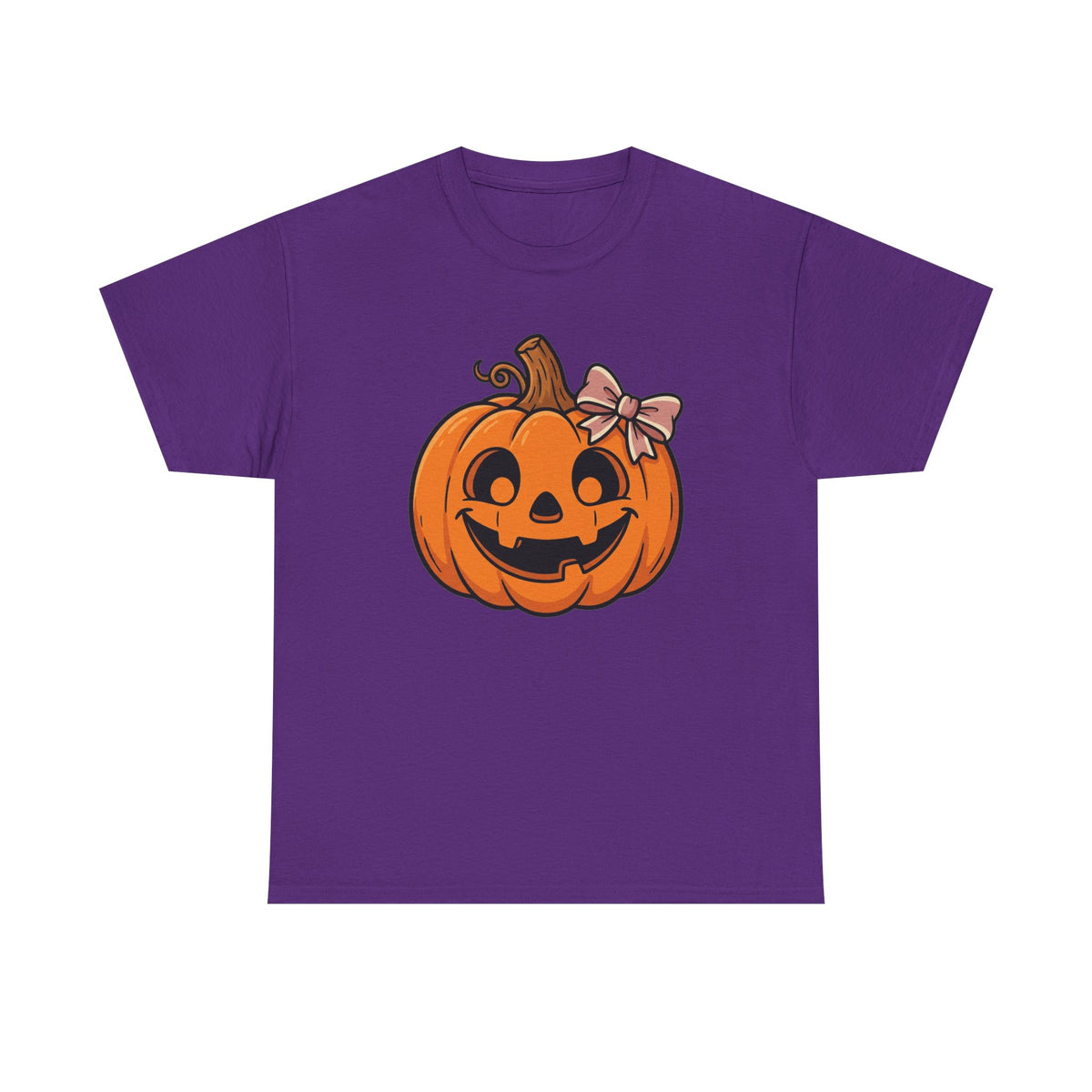 Pumpkin Jack-O'-Lantern Tee — Cute Pumpkin with Pink Bow Halloween Shirt