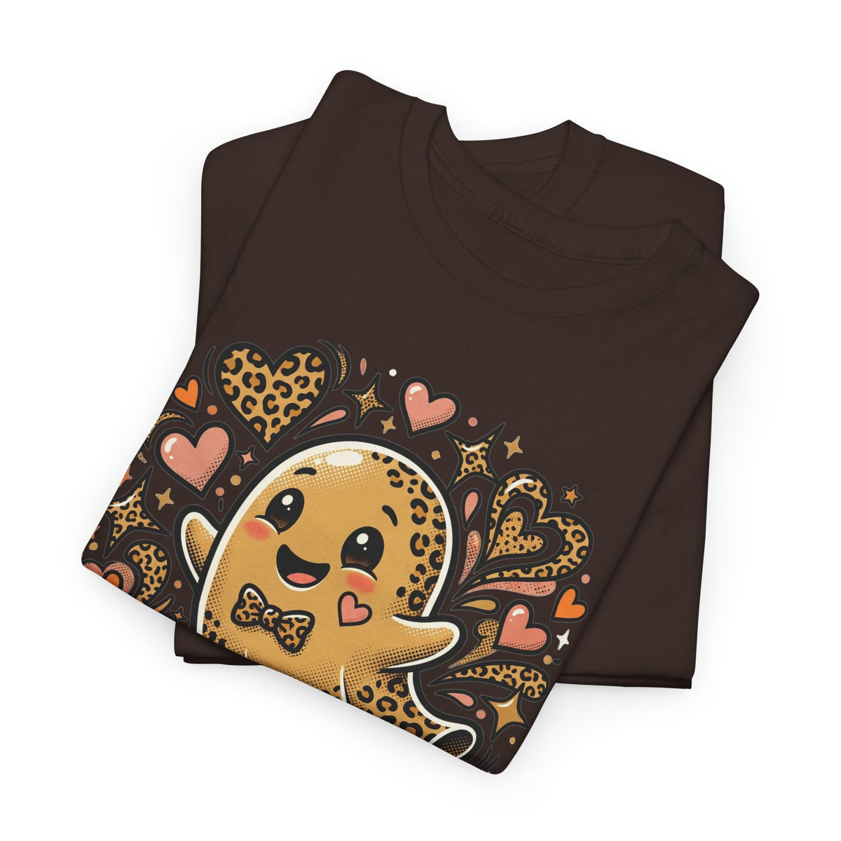 Leopard Print Ghost Love T-Shirt — Cute Halloween Heart Tee
