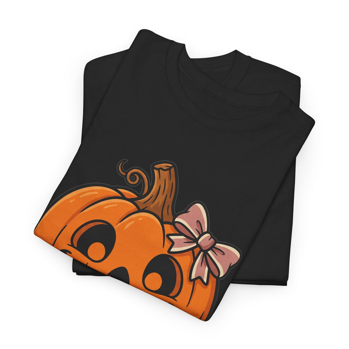 Pumpkin Jack-O'-Lantern Tee — Cute Pumpkin with Pink Bow Halloween Shirt