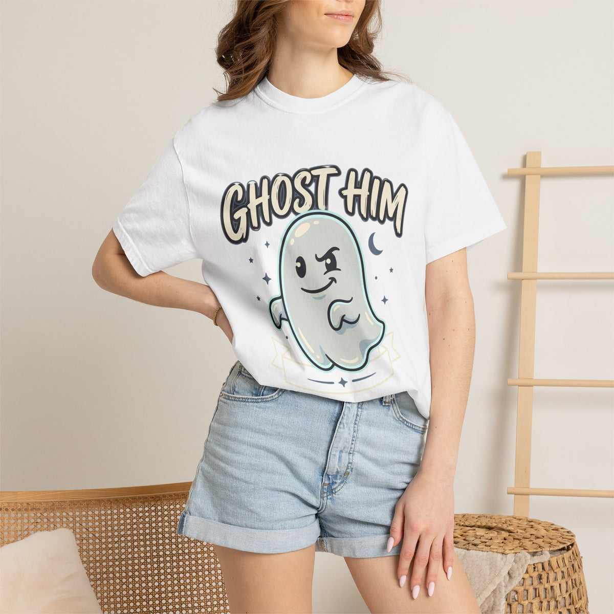Ghost Him Graphic T-Shirt — Cute Ghost Illustration "Ghost Him" Tee