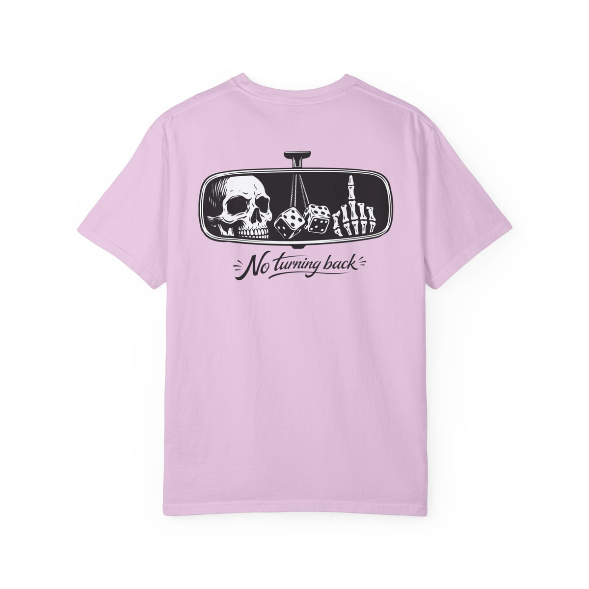 T‑Shirt — "No Turning Back" Rearview Mirror Skull Graphic