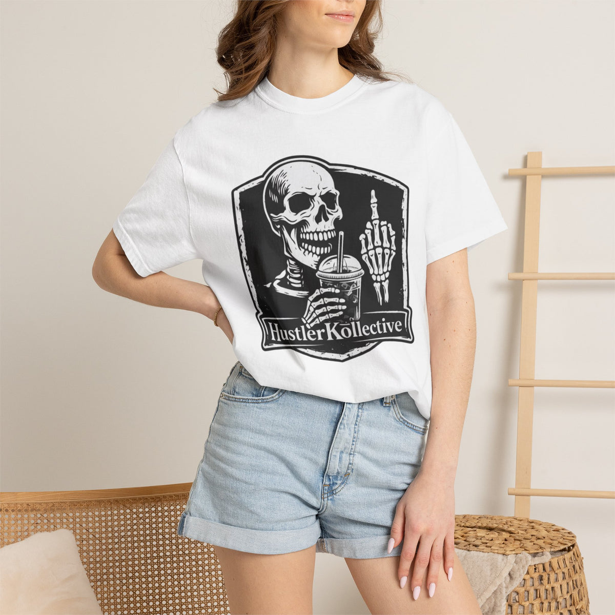 Skull & Iced Coffee T‑Shirt — 'Hustler Kollective Graphic Tee