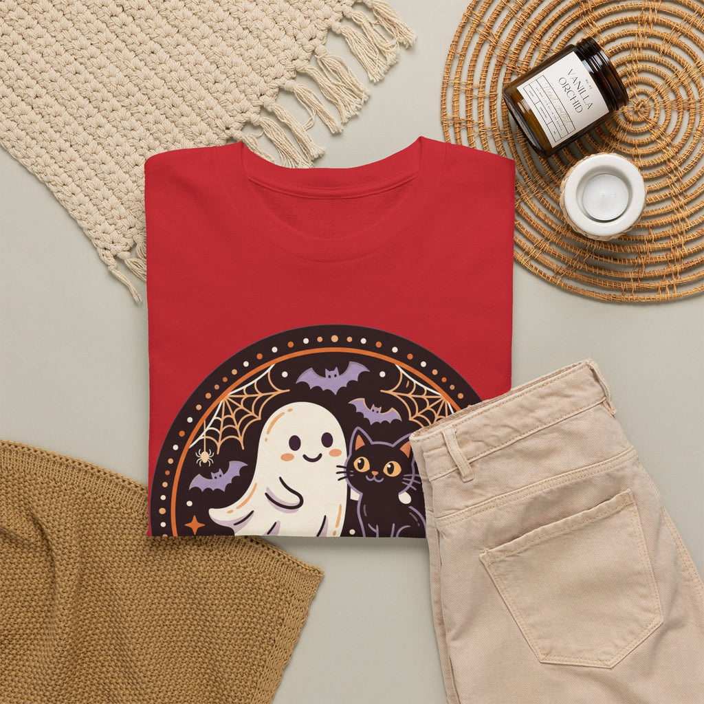Halloween Ghost Tee — “Spooky Season” Cute Ghost & Cat Graphic T-Shirt