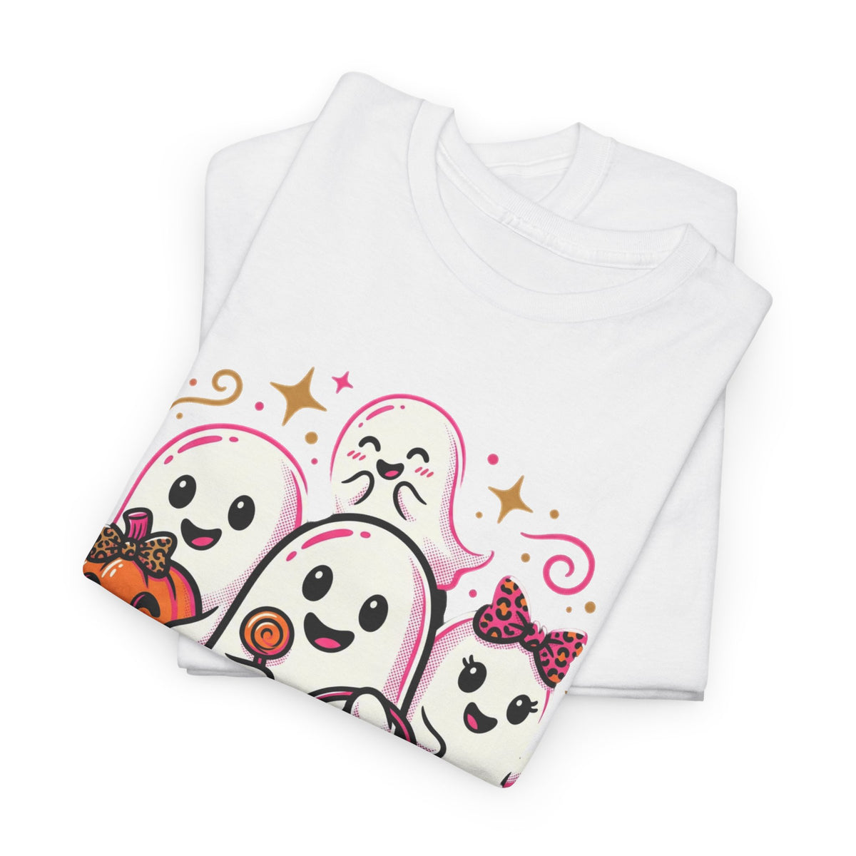 Halloween Ghosts Tee — Cute Trick-or-Treat Ghosts with Pumpkin & 'Trick or Treats' Candy Bag