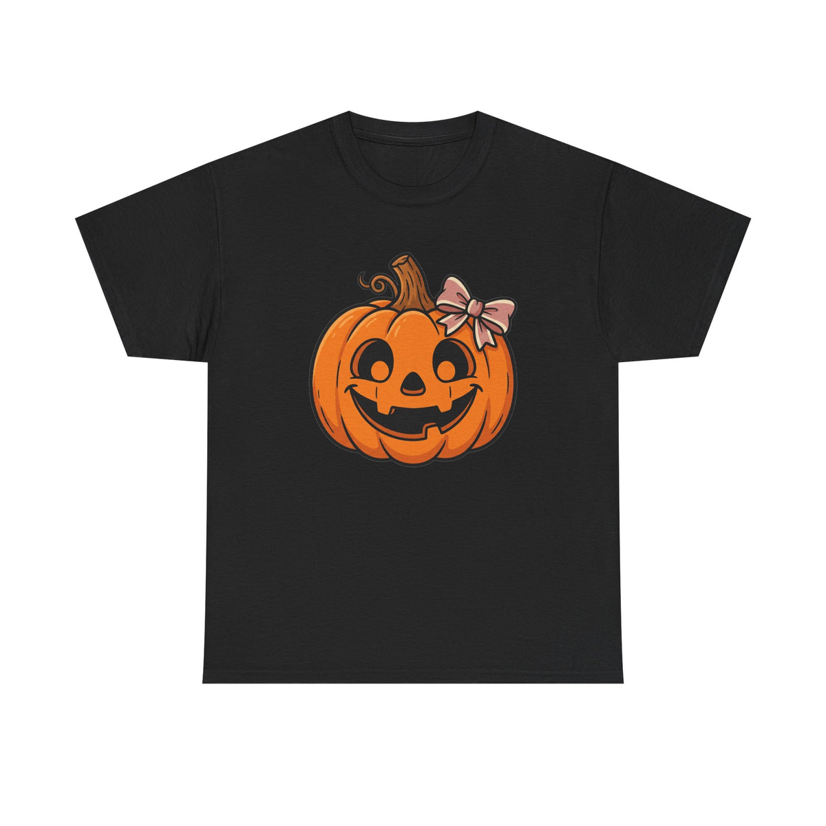 Pumpkin Jack-O'-Lantern Tee — Cute Pumpkin with Pink Bow Halloween Shirt