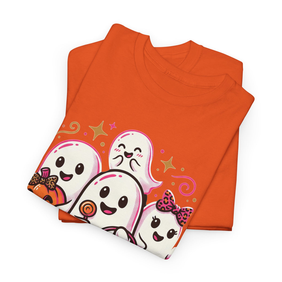 Halloween Ghosts Tee — Cute Trick-or-Treat Ghosts with Pumpkin & 'Trick or Treats' Candy Bag