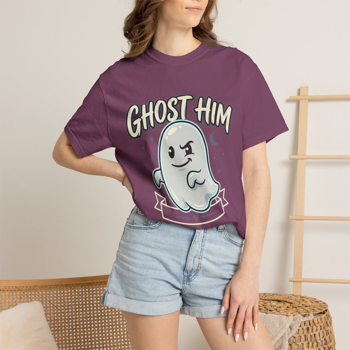 Ghost Him Graphic T-Shirt — Cute Ghost Illustration "Ghost Him" Tee