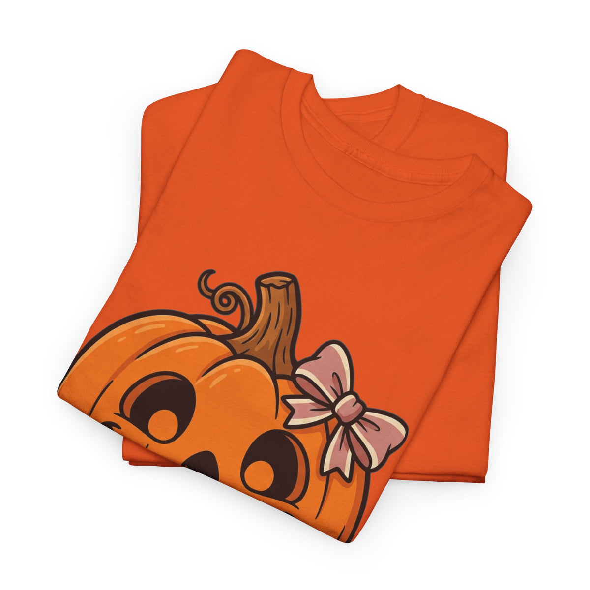 Pumpkin Jack-O'-Lantern Tee — Cute Pumpkin with Pink Bow Halloween Shirt