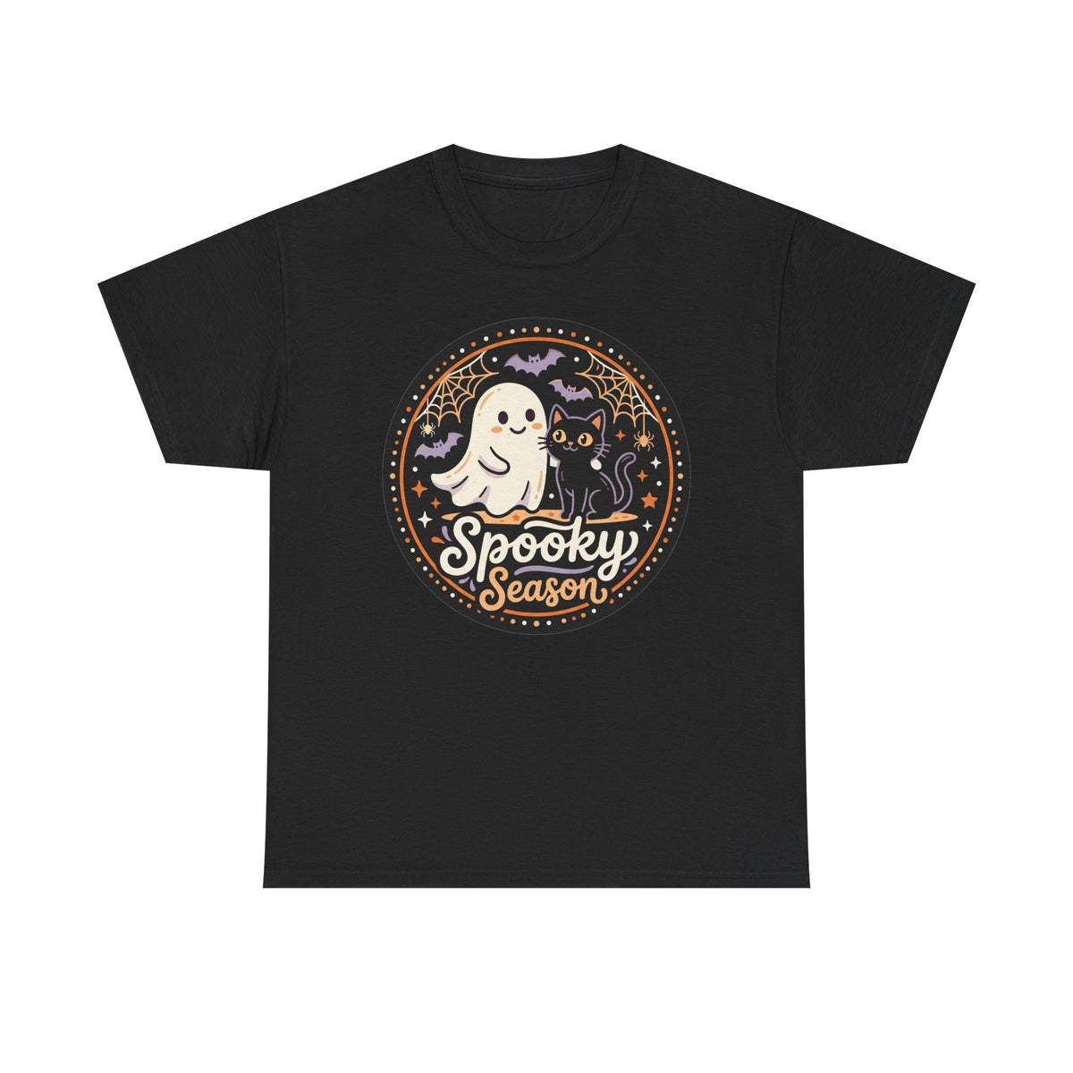 Halloween Ghost Tee — “Spooky Season” Cute Ghost & Cat Graphic T-Shirt