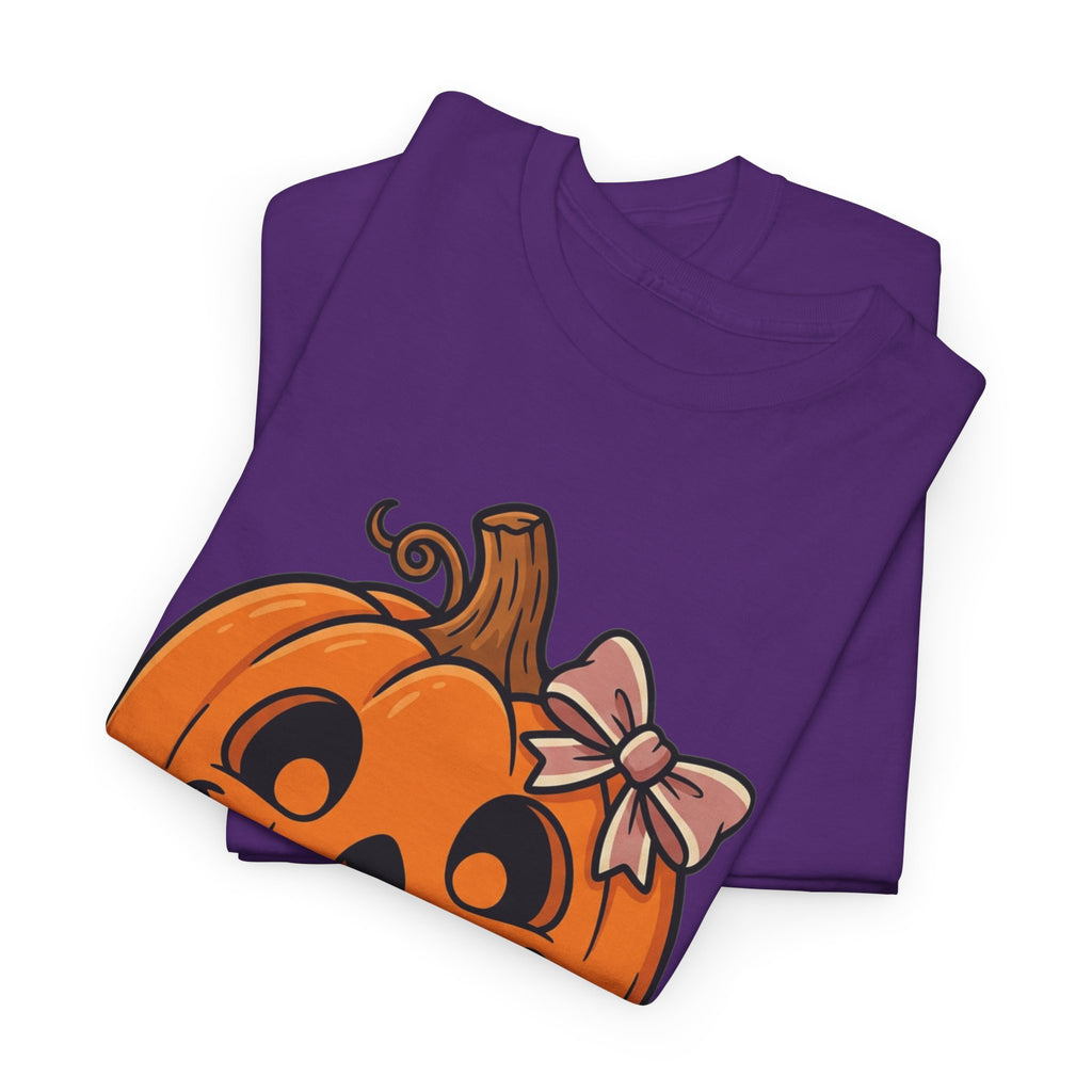 Pumpkin Jack-O'-Lantern Tee — Cute Pumpkin with Pink Bow Halloween Shirt