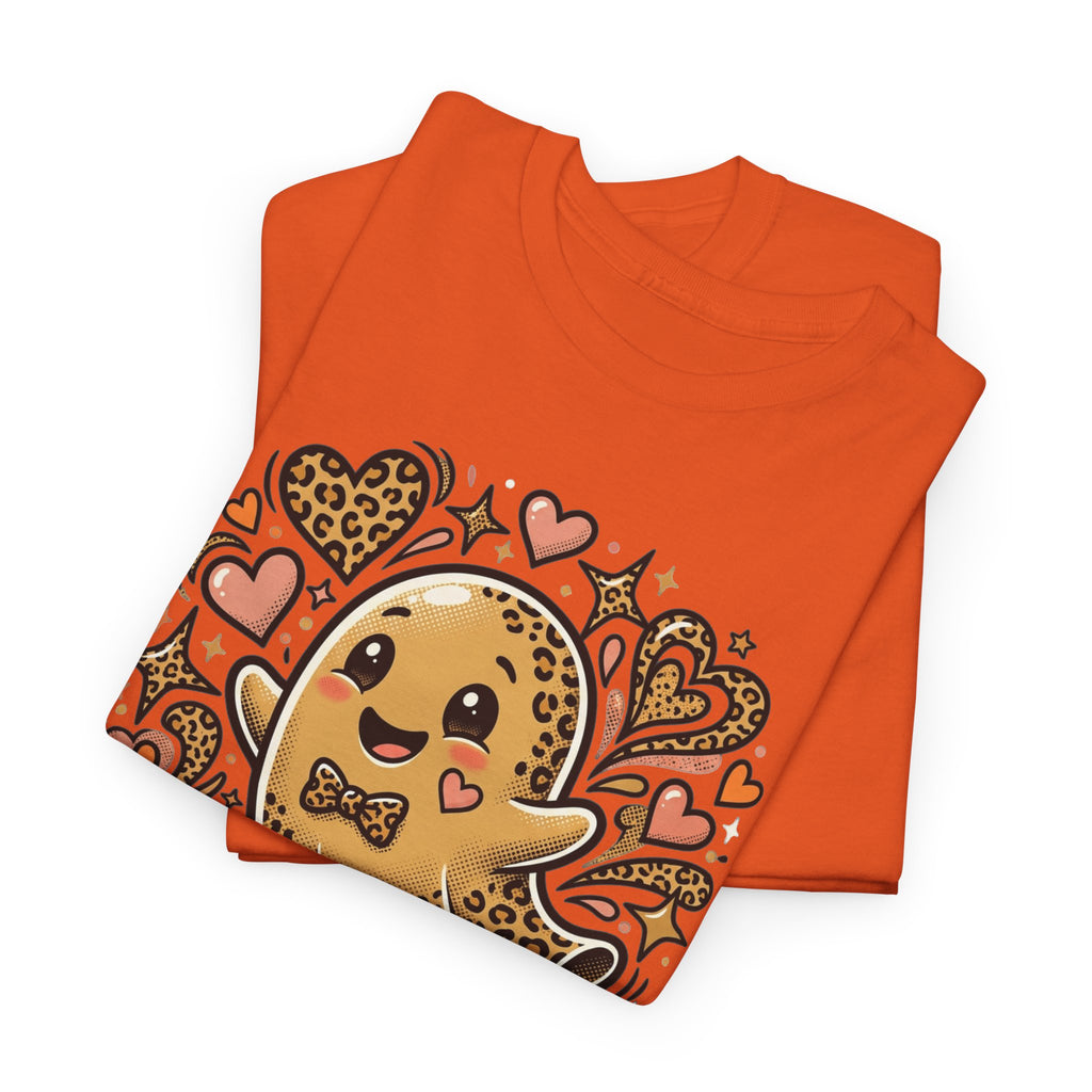 Leopard Print Ghost Love T-Shirt — Cute Halloween Heart Tee