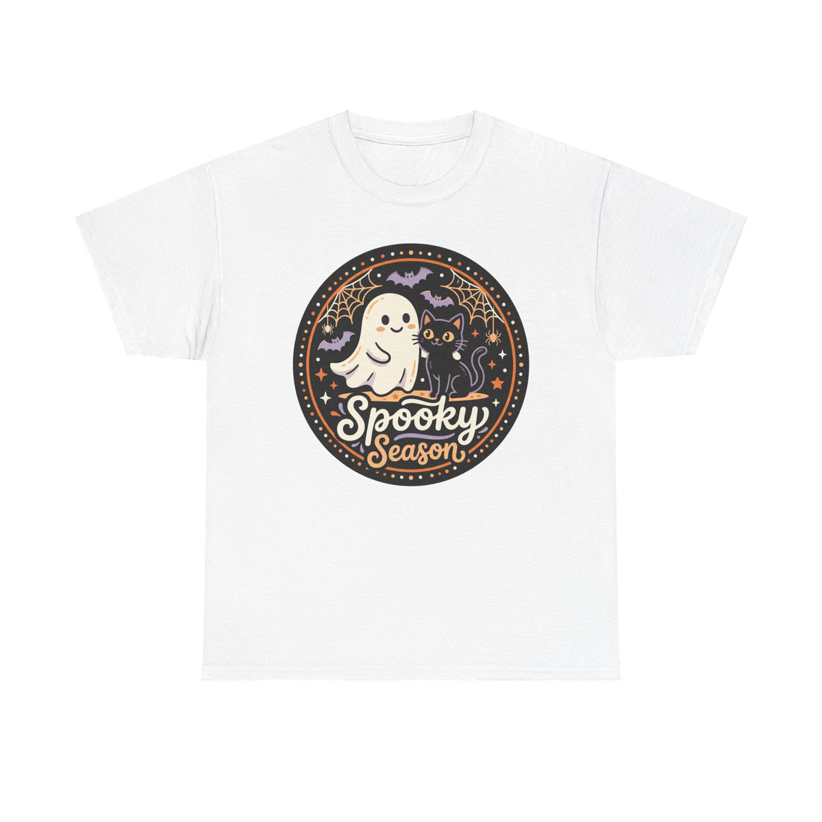 Halloween Ghost Tee — “Spooky Season” Cute Ghost & Cat Graphic T-Shirt