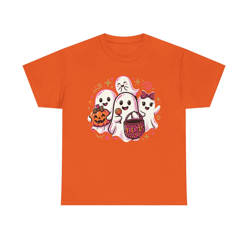 Halloween Ghosts Tee — Cute Trick-or-Treat Ghosts with Pumpkin & 'Trick or Treats' Candy Bag