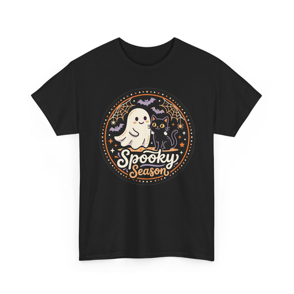 Halloween Ghost Tee — “Spooky Season” Cute Ghost & Cat Graphic T-Shirt