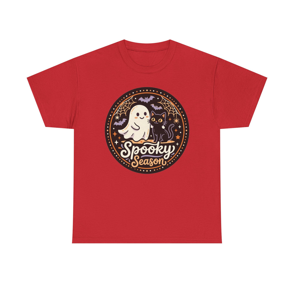 Halloween Ghost Tee — “Spooky Season” Cute Ghost & Cat Graphic T-Shirt