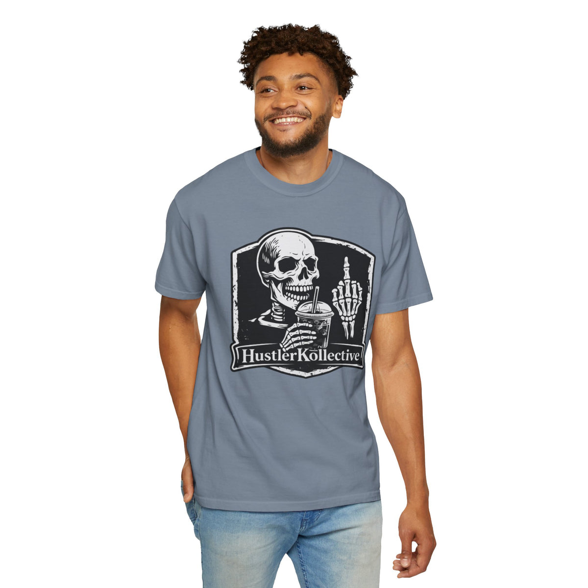 Skull & Iced Coffee T‑Shirt — 'Hustler Kollective Graphic Tee