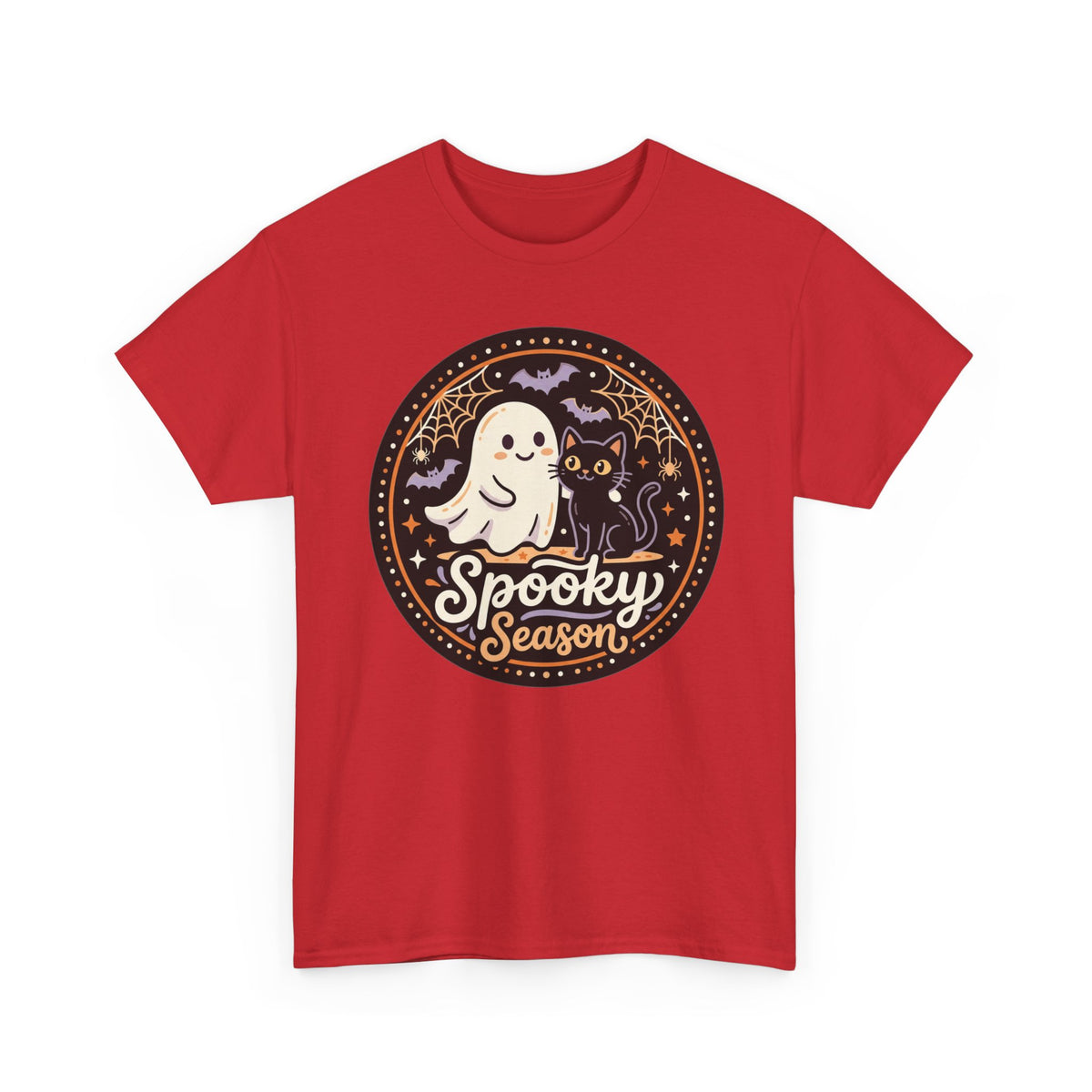 Halloween Ghost Tee — “Spooky Season” Cute Ghost & Cat Graphic T-Shirt