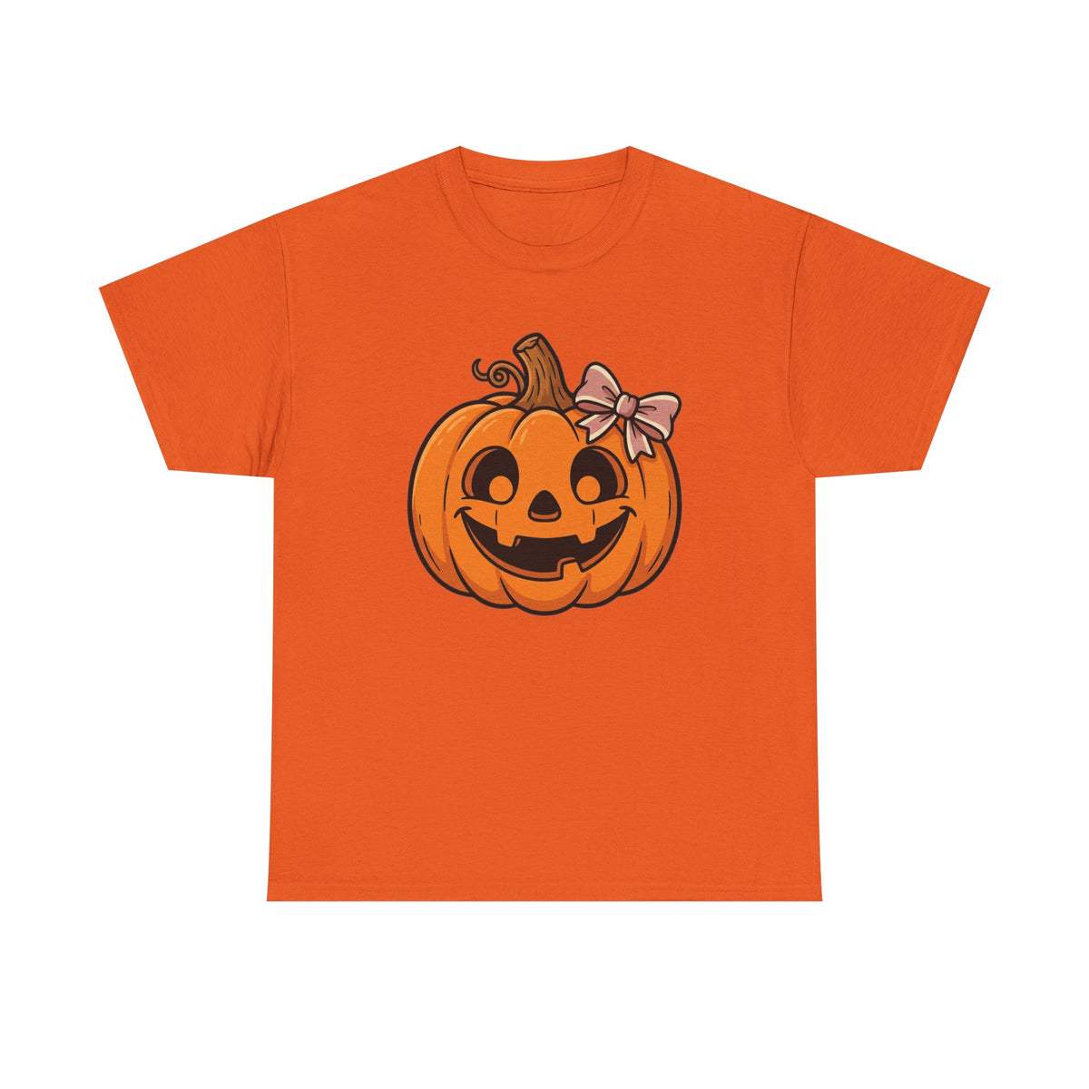 Pumpkin Jack-O'-Lantern Tee — Cute Pumpkin with Pink Bow Halloween Shirt